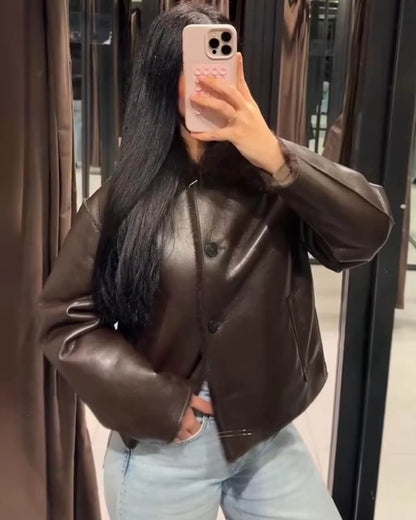 Joana Reversible Faux Fur Leather Jacket