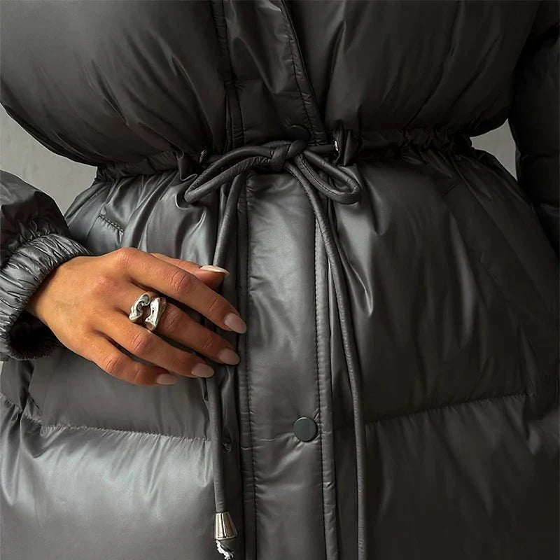 Lorie Drawstring Hooded Puffer Coat