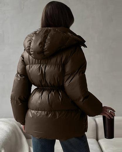 Lorie Drawstring Hooded Puffer Coat