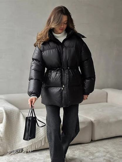 Lorie Drawstring Hooded Puffer Coat