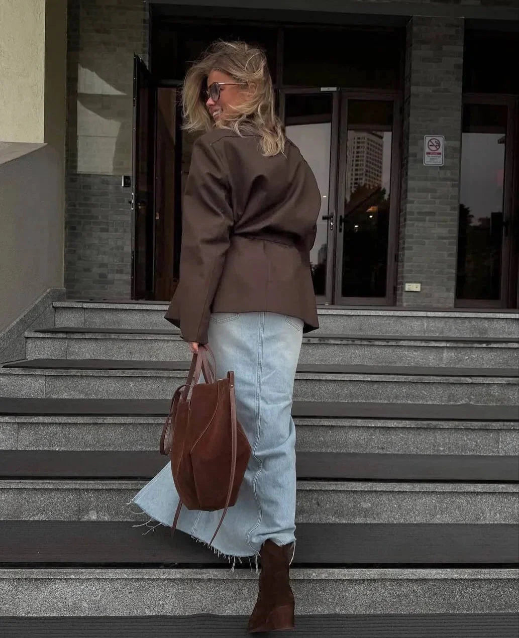 Mia Brown Lace up Blazer