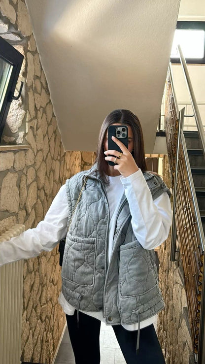 Micah Stand-Collar Pocket Vest