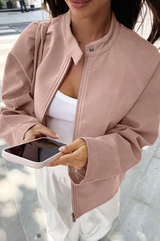 Queenie Suede Bomber Jacket