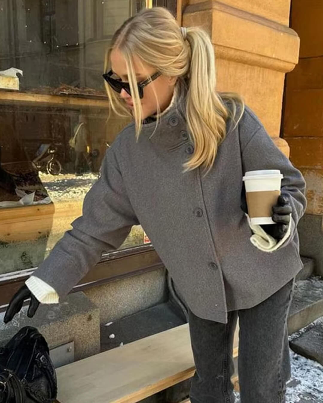 Rosalia Elegant Jacket With Stand Collar