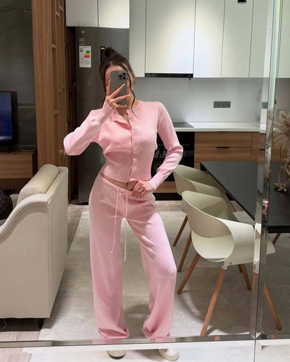 Aimee Knitted Cardigan and Trousers Set