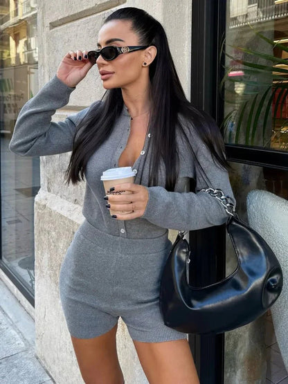 Anastasia Ribbed Knit Shorts Set