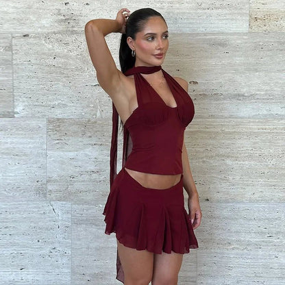 Jesiah Halter Mini Skirt Set