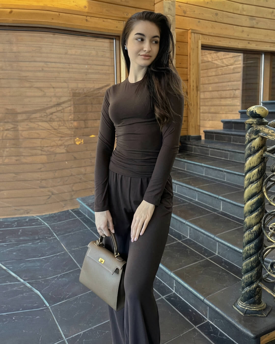 Meryll Long Sleeve Top and Wide Leg Trousers Set