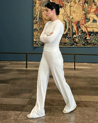 Meryll Long Sleeve Top and Wide Leg Trousers Set