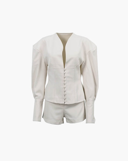 Angelica Cinched-Waist Blazer Shorts Set