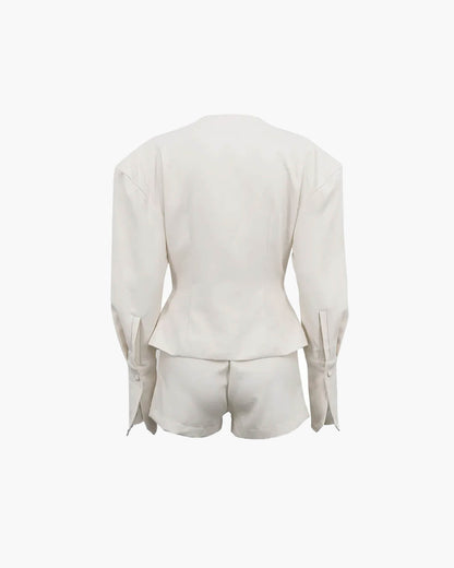 Angelica Cinched-Waist Blazer Shorts Set