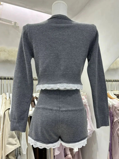 Lucy Lace Trim Cardigan Short Set