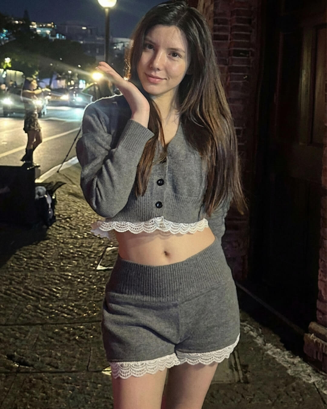 Lucy Lace Trim Cardigan Short Set