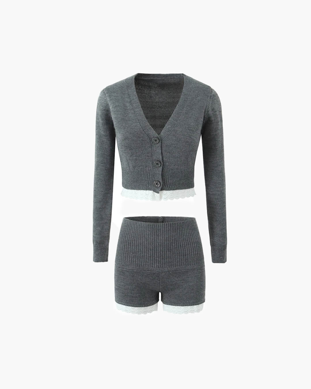 Lucy Lace Trim Cardigan Short Set