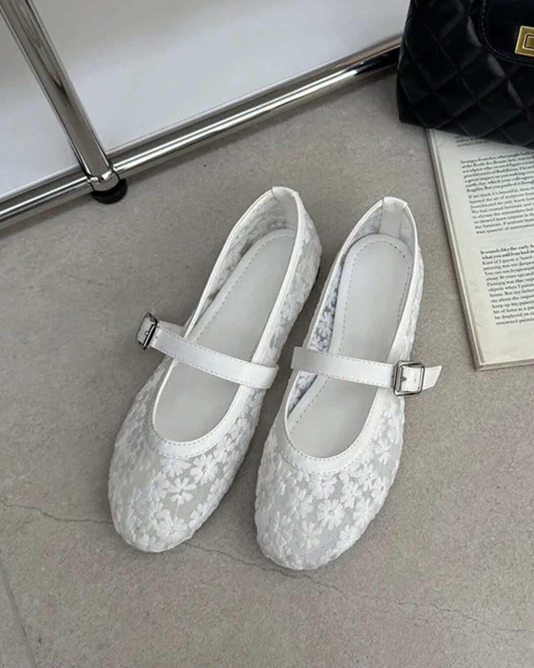 Helen Mesh Mary Jane Ballet Flats