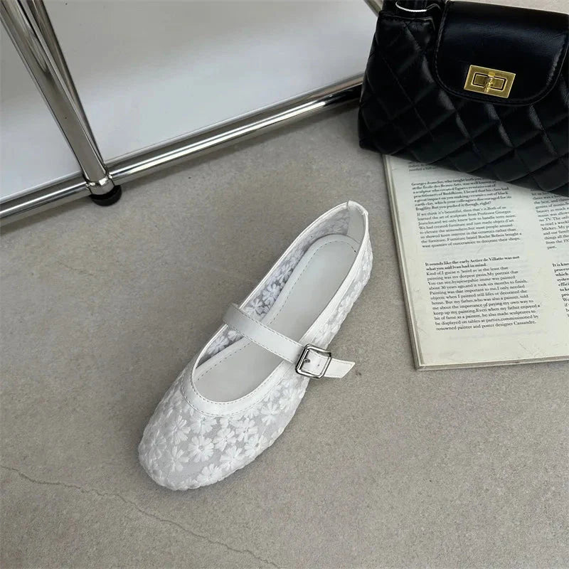 Helen Mesh Mary Jane Ballet Flats