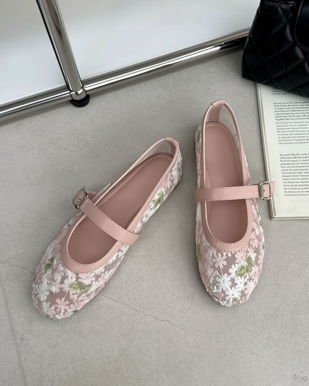 Helen Mesh Mary Jane Ballet Flats