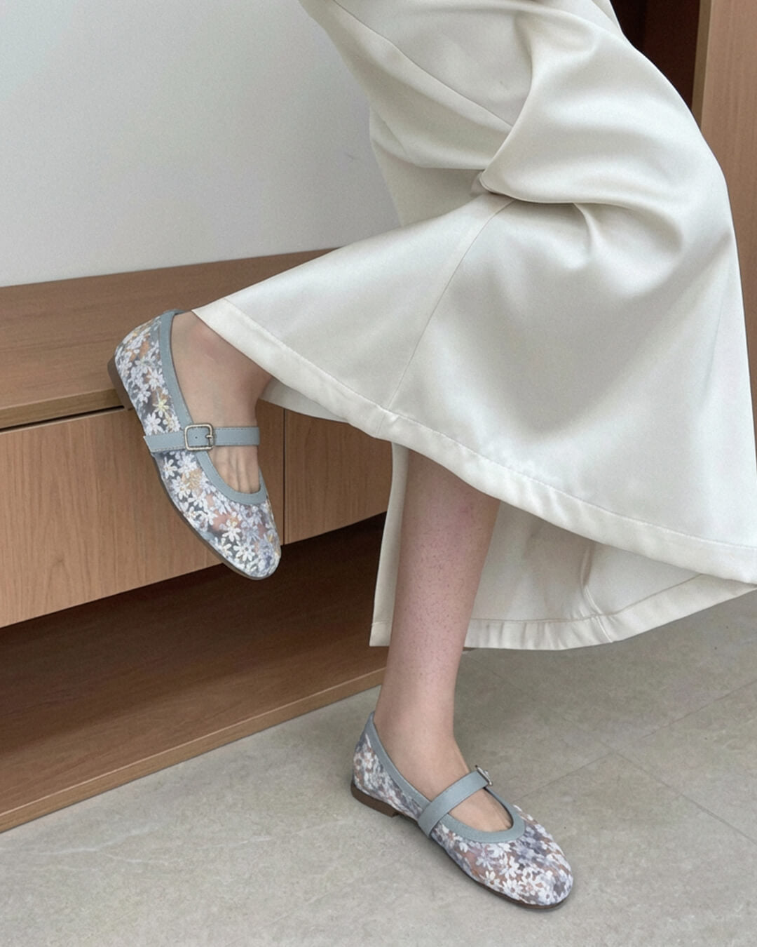 Helen Mesh Mary Jane Ballet Flats