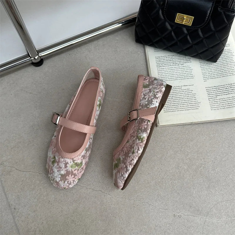Helen Mesh Mary Jane Ballet Flats