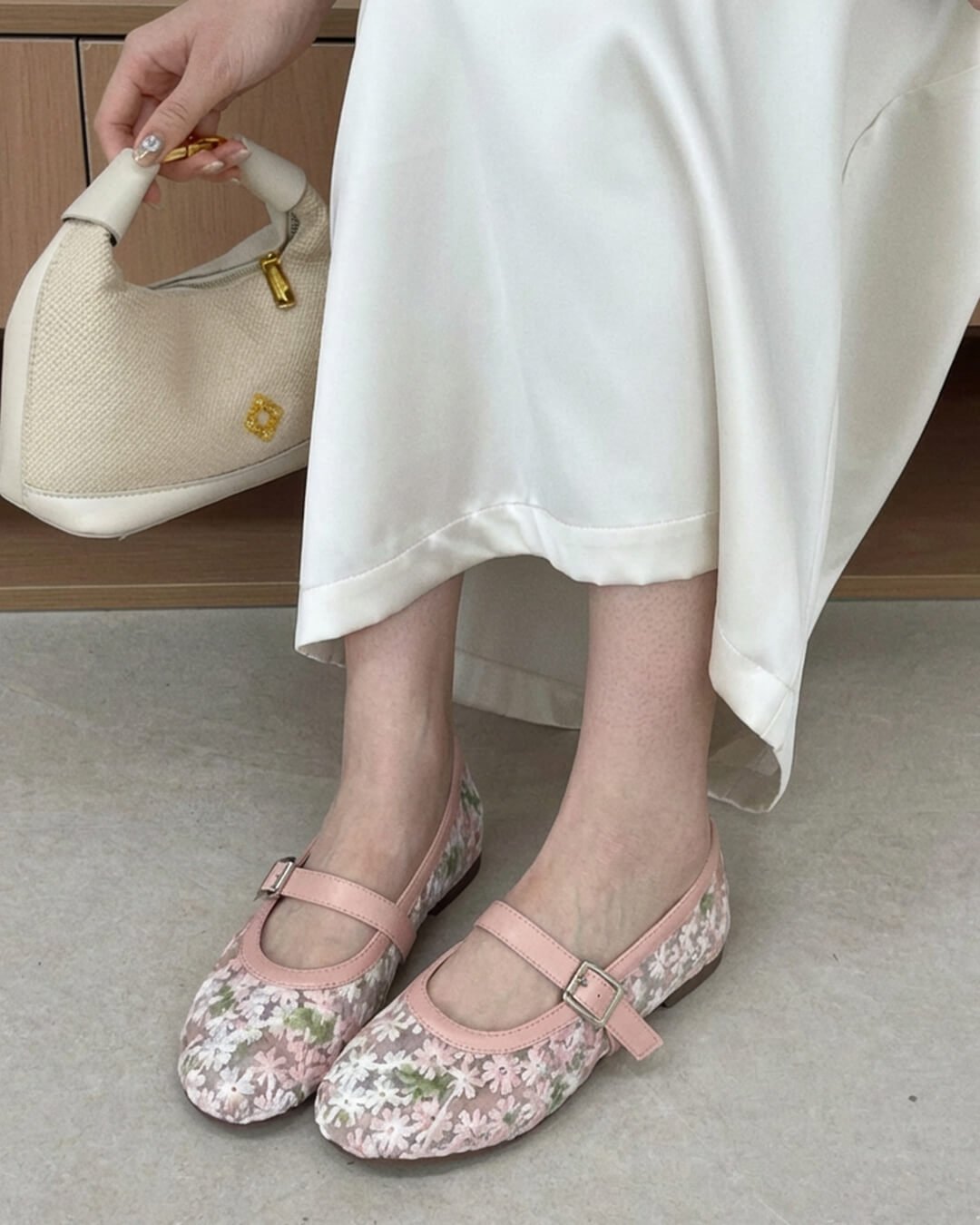 Helen Mesh Mary Jane Ballet Flats