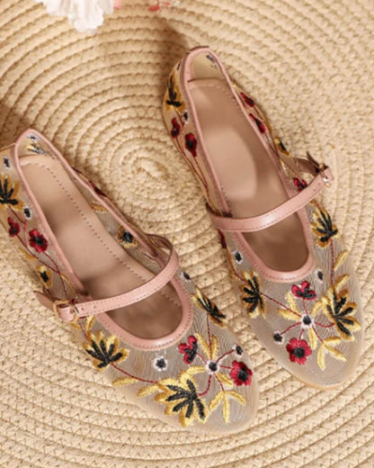 Leah Embroidered Ballet Flats