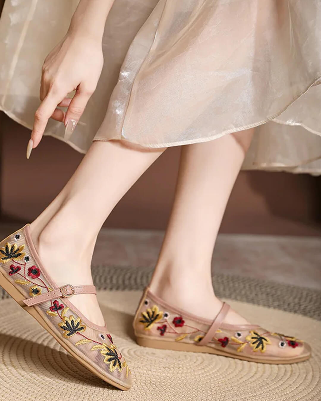 Leah Embroidered Ballet Flats
