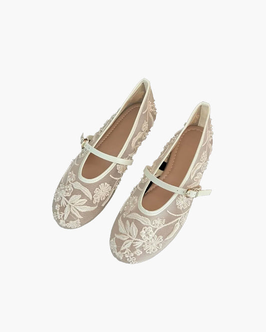 Sarah Beaded Mesh Ballet Flats