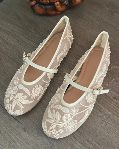 Sarah Beaded Mesh Ballet Flats