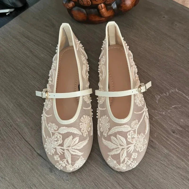 Sarah Beaded Mesh Ballet Flats