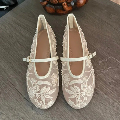 Sarah Beaded Mesh Ballet Flats
