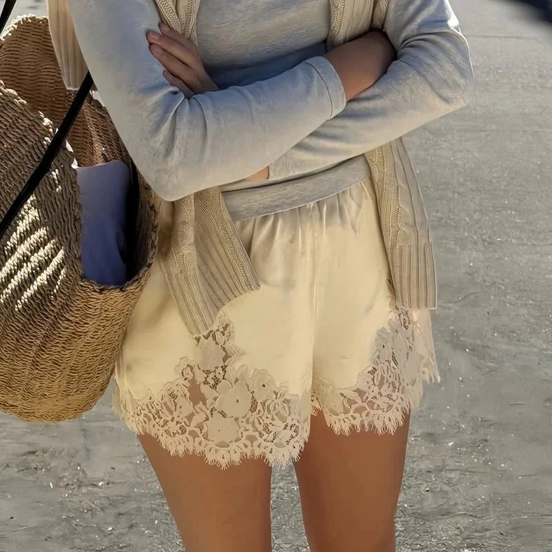 Janice Satin Lace Shorts