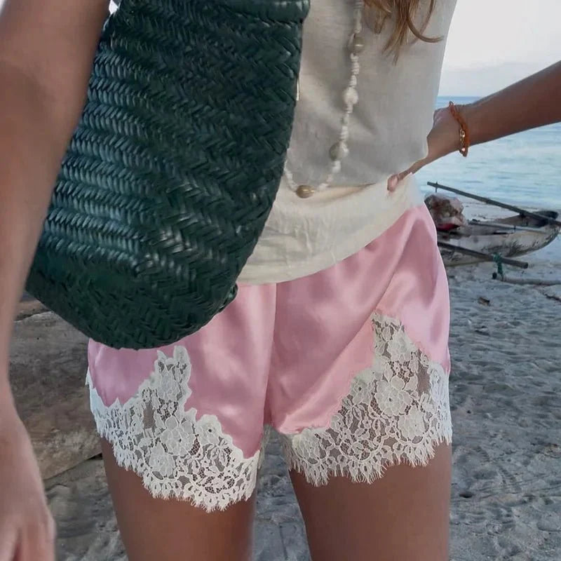 Janice Satin Lace Shorts