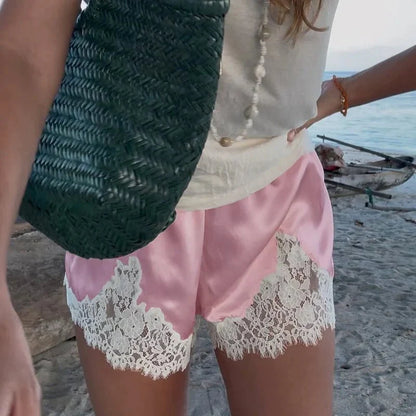 Janice Satin Lace Shorts