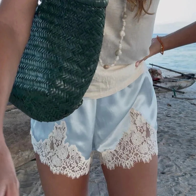 Janice Satin Lace Shorts