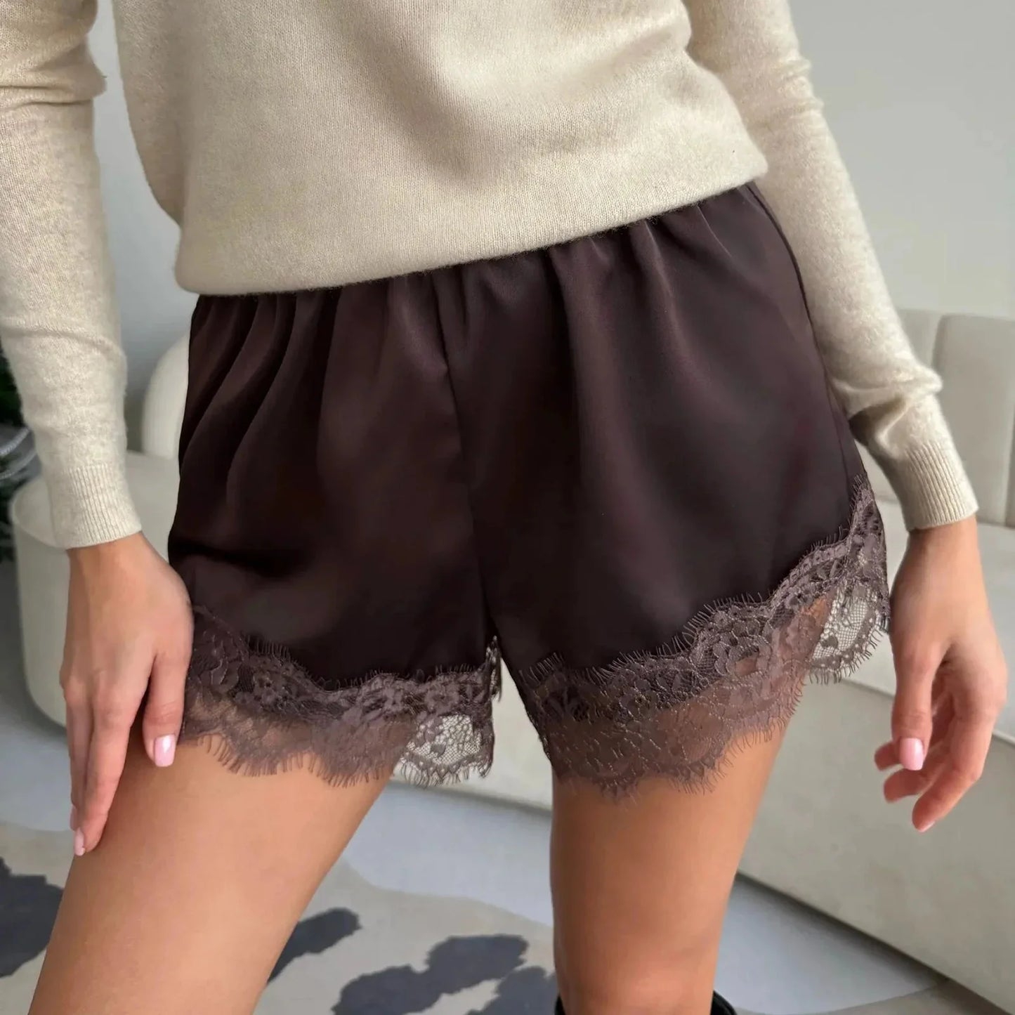 Suzette Lace Satin Shorts
