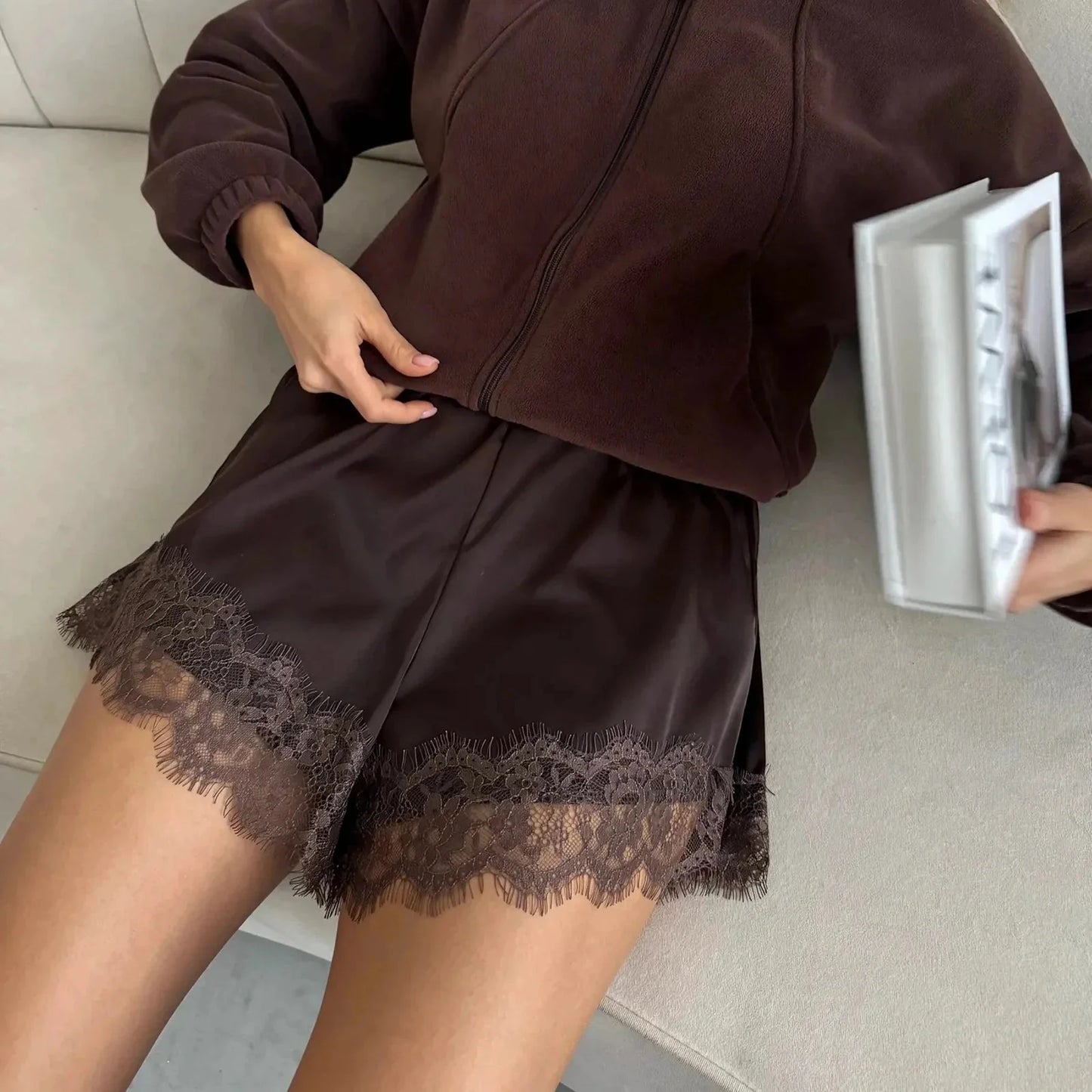 Suzette Lace Satin Shorts