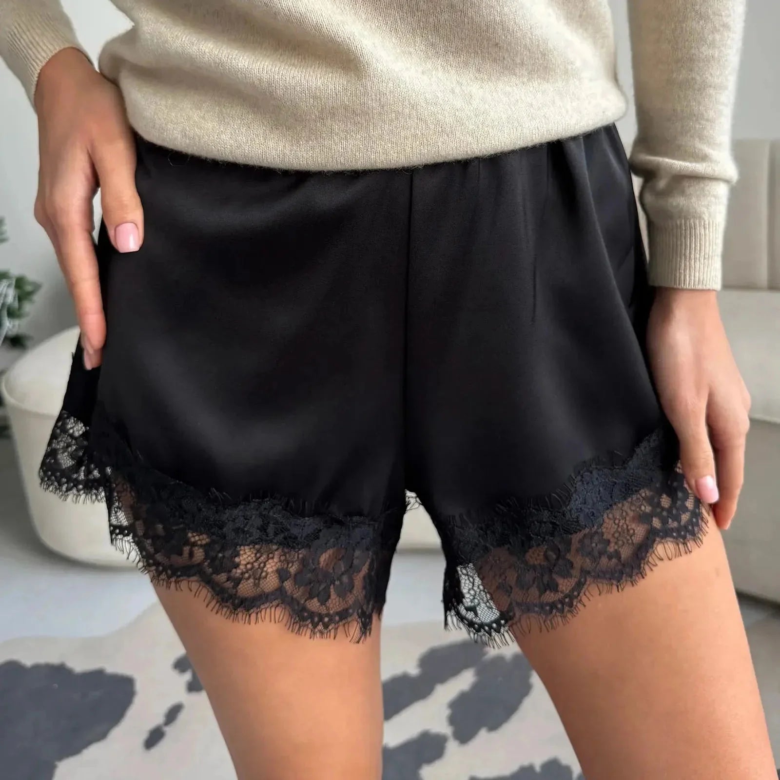 Suzette Lace Satin Shorts