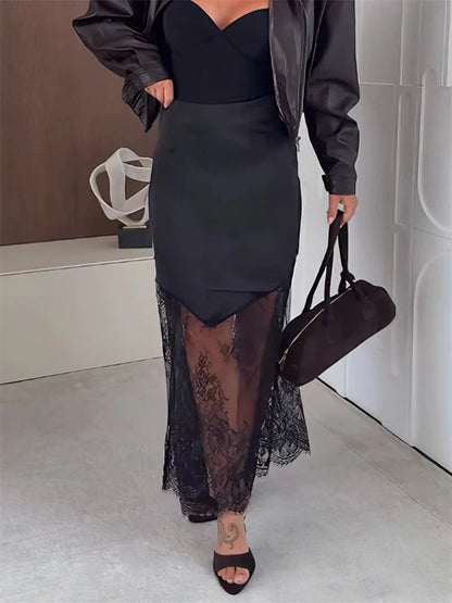 Diane Satin Lace Maxi Skirt