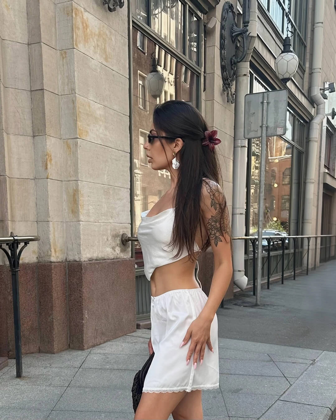 Johana Lace Trim Satin Mini Skirt