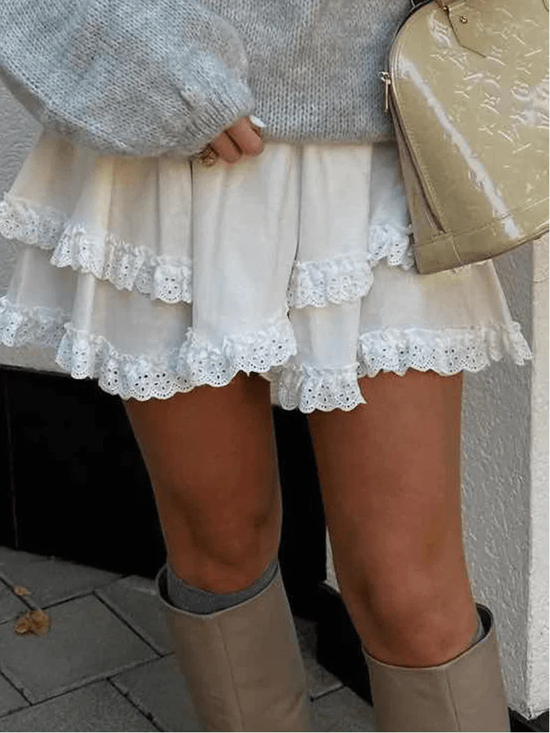 Kyrie Ruffled Trim Layered Mini Skirt