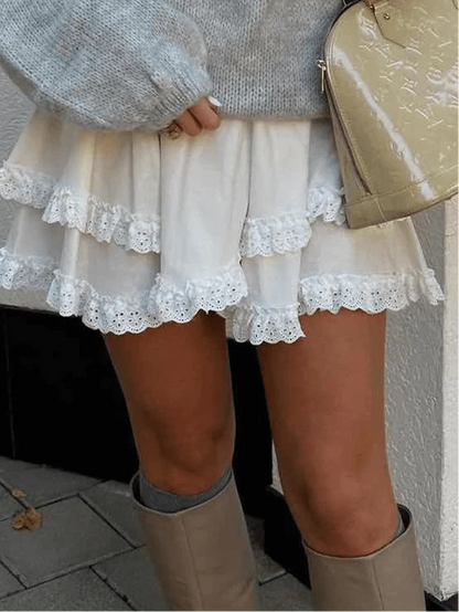 Kyrie Ruffled Trim Layered Mini Skirt