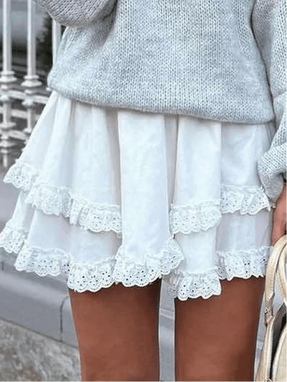 Kyrie Ruffled Trim Layered Mini Skirt