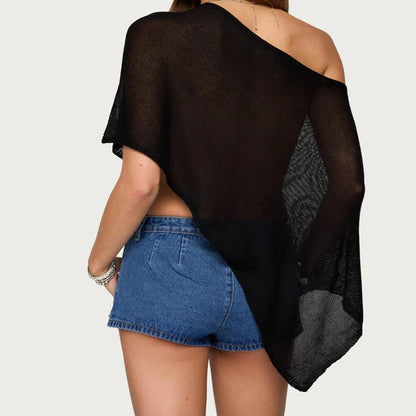 Jade Asymmetrical Sheer Poncho Top