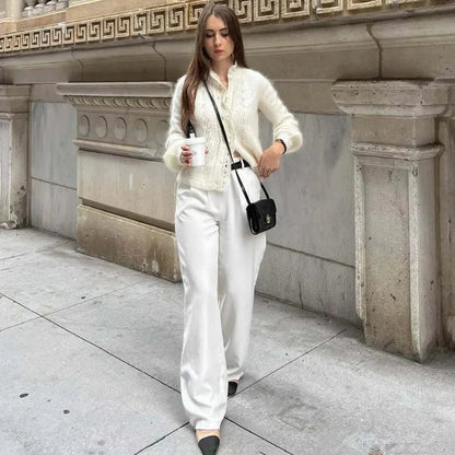 Lia White Lace Knit Cardigan