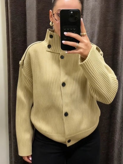 Sandra Stand Collar Knitted Cardigan