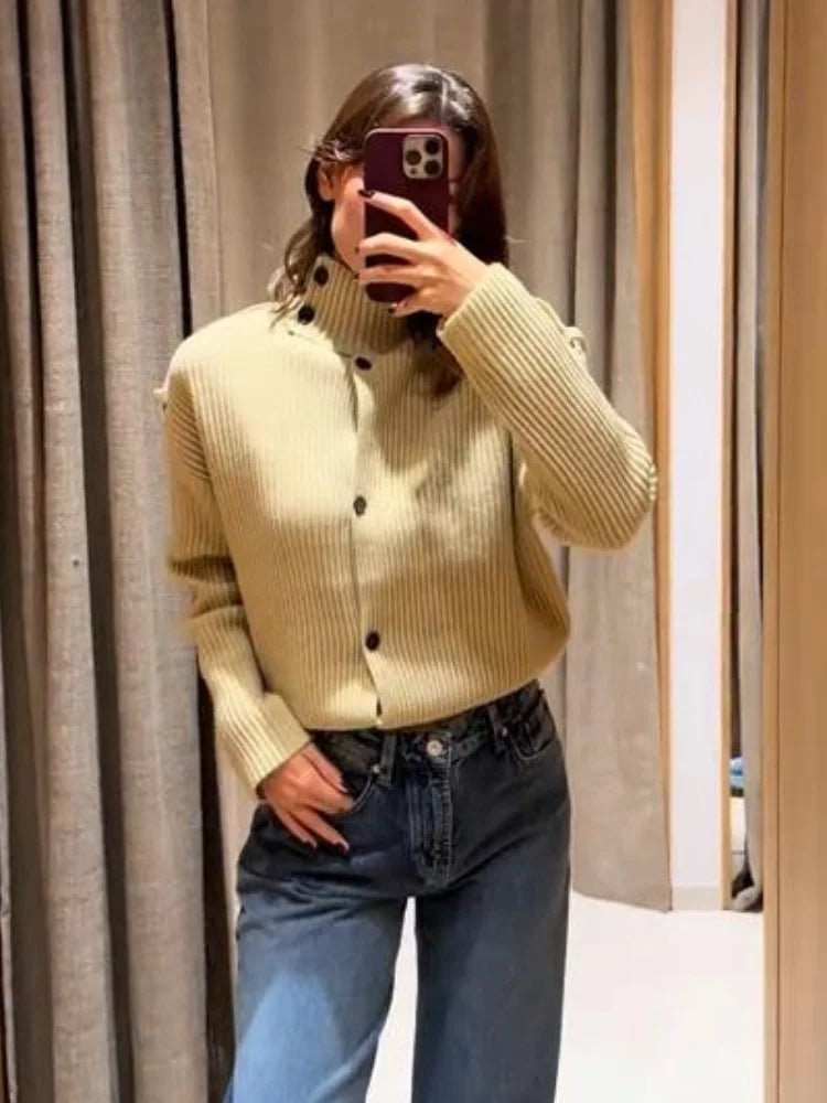 Sandra Stand Collar Knitted Cardigan