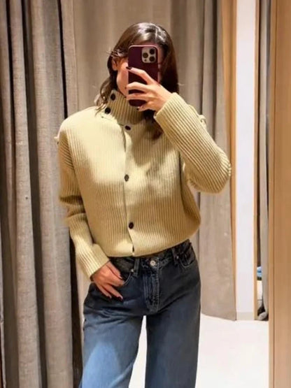 Sandra Stand Collar Knitted Cardigan