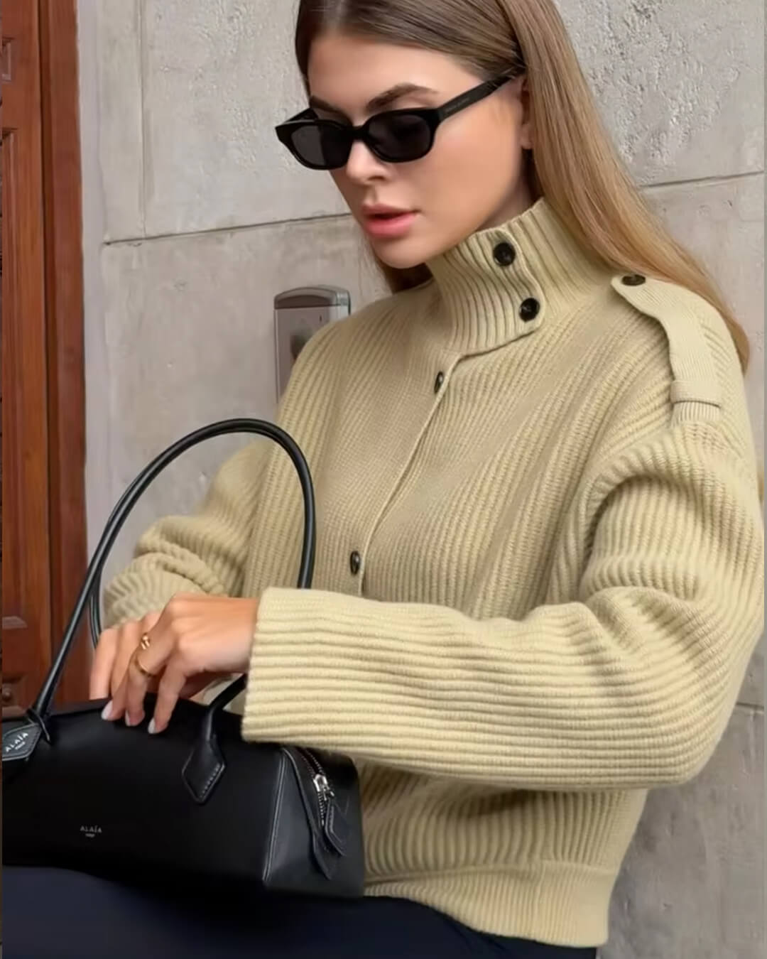 Sandra Stand Collar Knitted Cardigan