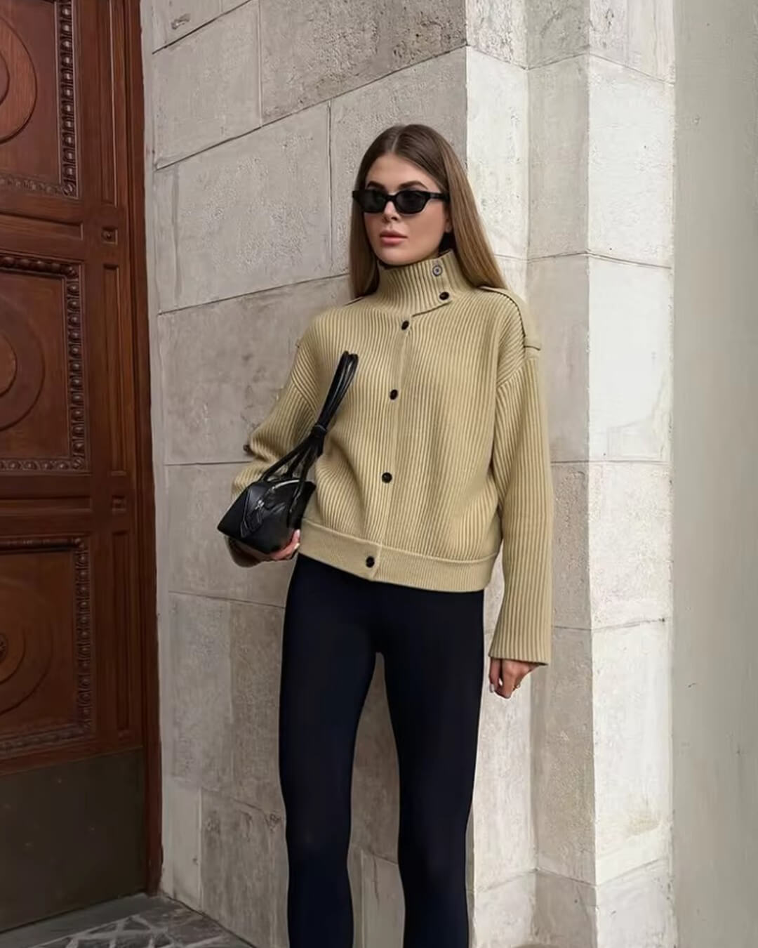 Sandra Stand Collar Knitted Cardigan