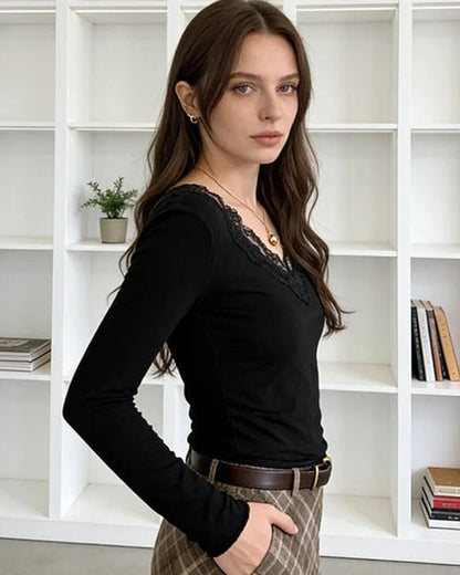 Aurora V-neck Lace Top